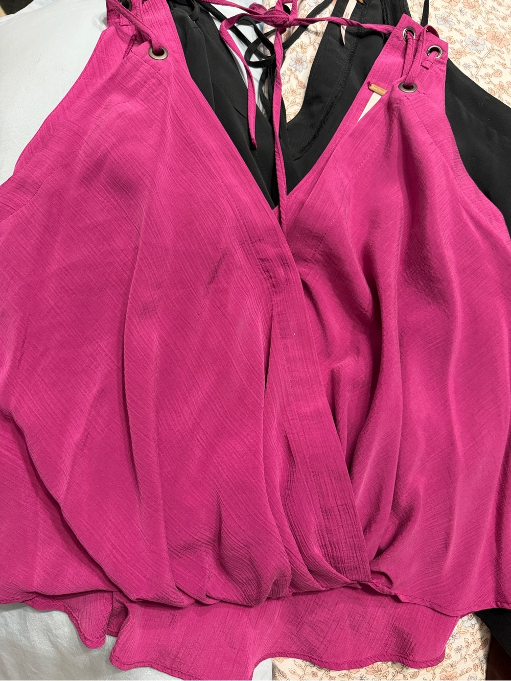 2 Free People Magenta & black strappy tops